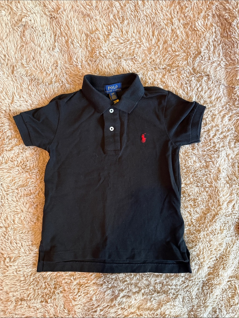 Cotton Mesh Logo Polo Shirt
Polo Ralph Lauren Black Polo Shirt with Red Pony 3t